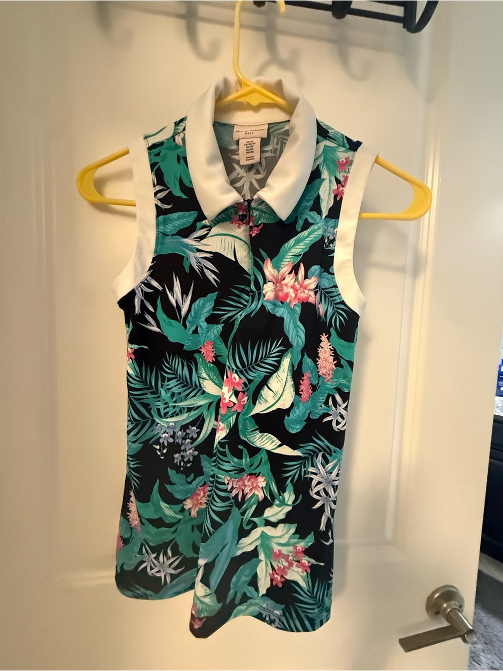 Tommy Bahama Black Tropical Floral Sleeveless Polo